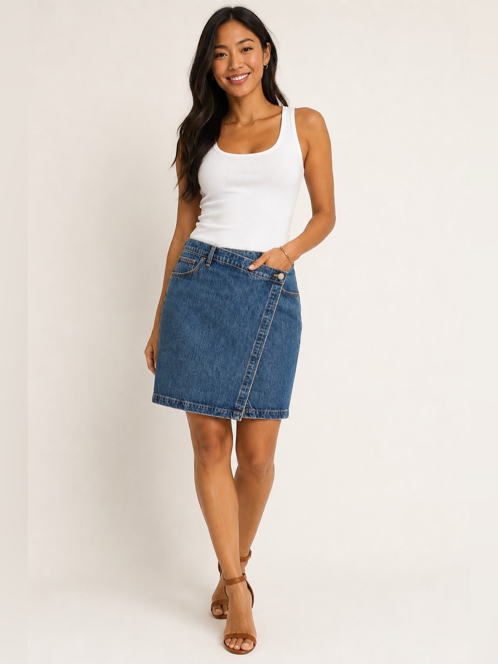 Derek Lam 10 Crosby Denim Wrap Skirt Size 30 Made in USA 100% Cotton